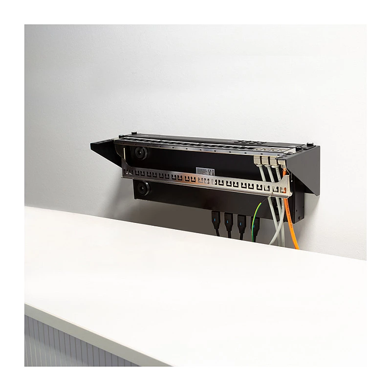 Logilink WB0011 19 colių 1U stelažas montavimui po stalu arba ant sienos, juodas