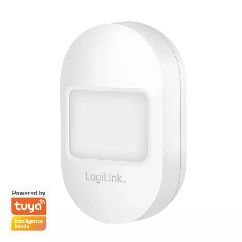 Logilink WiFi Smart PIR judesio jutiklis, suderinamas su Tuya, 2.4GHz, 120° aptikimo kampas, 8m veikimo nuotolis, baltas