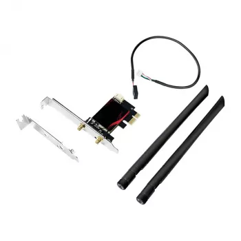 LogiLink WL0248 PCI-Express Wi-Fi 6E AX5400 triju juostų belaidžio ryšio kortelė su Bluetooth 5.2, 2x 5 dBi antenomis, Intel AX210, WPA3, skirta Windows 10/11 ir Linux