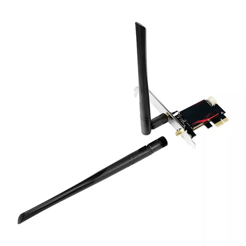 LogiLink WL0248 PCI-Express Wi-Fi 6E AX5400 triju juostų belaidžio ryšio kortelė su Bluetooth 5.2, 2x 5 dBi antenomis, Intel AX210, WPA3, skirta Windows 10/11 ir Linux