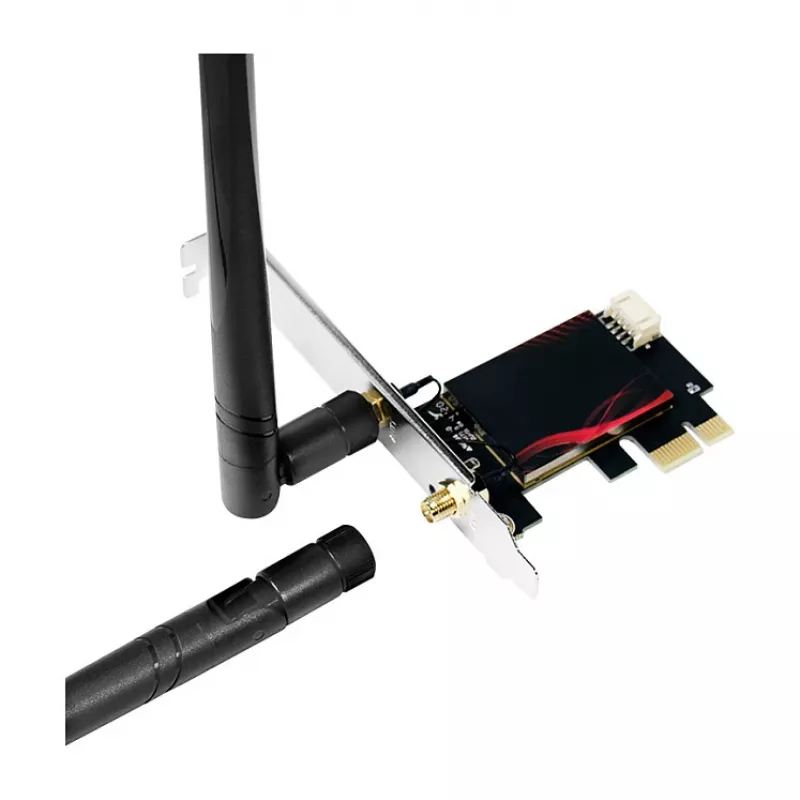 LogiLink WL0248 PCI-Express Wi-Fi 6E AX5400 triju juostų belaidžio ryšio kortelė su Bluetooth 5.2, 2x 5 dBi antenomis, Intel AX210, WPA3, skirta Windows 10/11 ir Linux