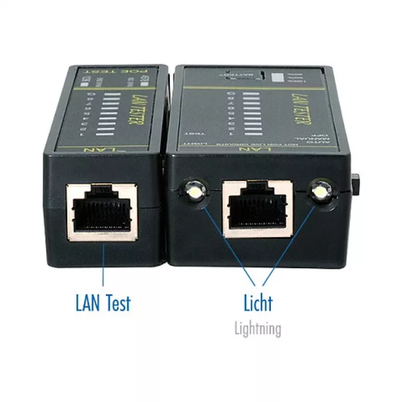 LOGILINK WZ0080 LAN kabelių testeris ir PoE ieškiklis su magnetu, žibintuvėliu, apšviestu LCD ekranu, 300 m veikimo nuotoliu