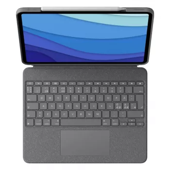 Logitech Combo Touch klaviatūros dėklas su valdymo kilimėliu, skirtas iPad (7-os, 8-os, 9-os kartos) – Pan Nordic išdėstymas – Graphite