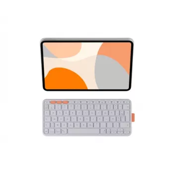 Logitech Flip Folio klaviatūra ir dėklas – pilno dydžio, belaidė, Bluetooth 5.1 LE, AZERTY, prancūziška, šviesiai pilka, skirta Apple 10,9 colių iPad Air (5 kartos)