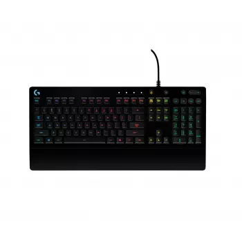 Logitech G213 Prodigy žaidimų klaviatūra – RGB apšvietimas, QWERTY US English, atspari išsiliejimui, integruotas riešo atramas