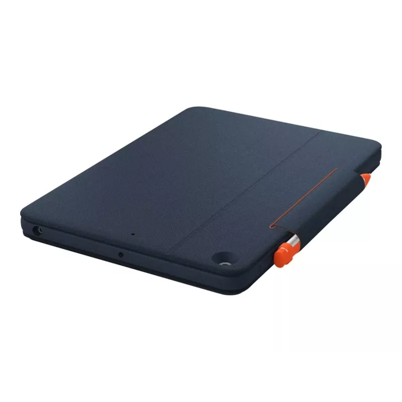 Logitech Rugged Combo 3 Touch for Education – klaviatūra ir dėklas su jutikliniu kilimėliu, Apple Smart Connector, AZERTY, prancūziška, klasikinė mėlyna, skirta švietimui, Apple 10,2 colio iPad