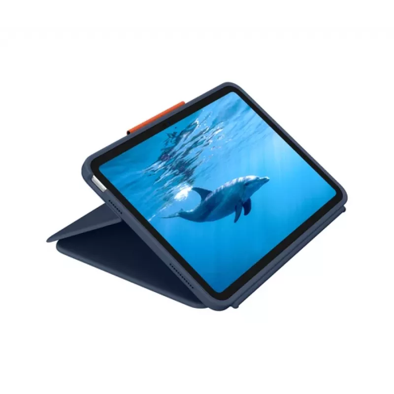 Logitech Rugged Combo 4 klaviatūros dėklas su valdymo kilimėliu, skirtas iPad 10 kartos, Apple Smart Connector, Classic Blue