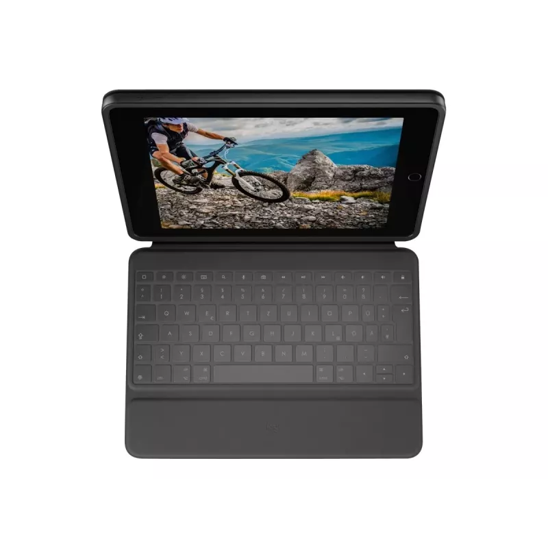 Logitech Rugged Folio klaviatūra ir dėklas su Apple Smart Connector – AZERTY prancūziškas išdėstymas – Graphite – skirta Apple 10,9 colio iPad (10 kartos)