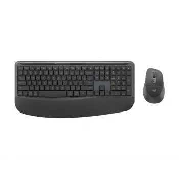 Logitech Signature Comfort Plus Combo MK880 for Business – belaidis klaviatūros ir pelės rinkinys, pilno dydžio, su LED baterijos indikatoriumi, USB-C, Bluetooth LE, QWERTZ, vokiškas, grafito spalvos