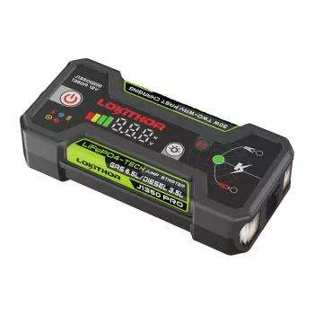 LOKITHOR J1350 Pro 25.6Wh 12V avarinis užvedimo įrenginys su kompresoriumi, 2500A