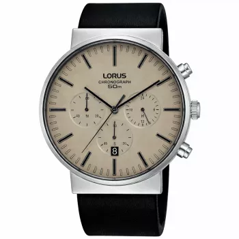 Lorus Vyrų Kvarcinis Analoginis Laikrodis RT381GX9 – 43 mm Nerūdijančio Plieno Apyrankė, Juodas Ciferblatas, 100 m Atsparumas Vandeniui