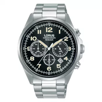 Lorus Vyrų Kvarcinis Chronografas RT303KX9 – 43 mm Nerūdijantis Plienas, Juodas Ciferblatas