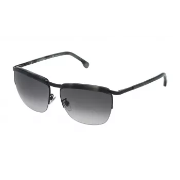 LOZZA SL2282M590531 Unisex stačiakampiai akiniai nuo saulės Havana acetato rėmeliu, pilki polikarbonato lęšiai, UV400, 59 mm