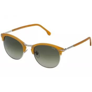 LOZZA SL2293M-579V Vyriški kvadratiniai akiniai nuo saulės, Havana acetato rėmelis, žali polikarbonatiniai lęšiai, 52 mm
