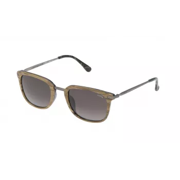 LOZZA SL4028M520ANB Unisex Rectangular Sunglasses - Juodas acetatinis rėmelis, pilki polikarbonatiniai lęšiai, UV400 apsauga