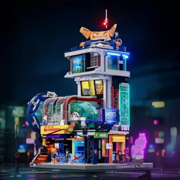LUMIBRICKS Funwhole Medieval Watchtower Building Blocks Set su LED apšvietimu (1368 dalių)