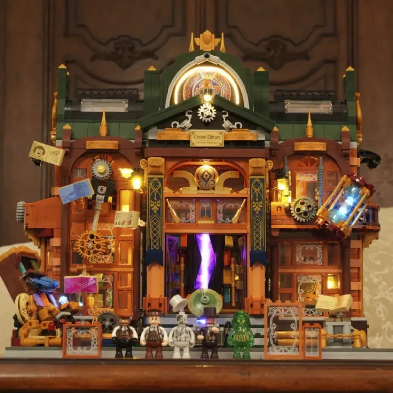 „Lumibricks Steampunk Time Rift Library“ – DIY miniatiūrinė knygų nišos konstrukcija