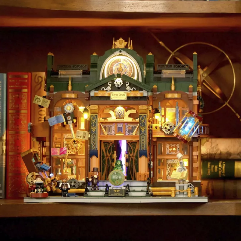 „Lumibricks Steampunk Time Rift Library“ – DIY miniatiūrinė knygų nišos konstrukcija