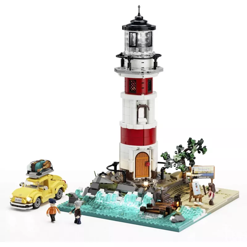 Lumibricks Sunrise Lighthouse Statybinis Blokų Rinkinys su LED Apšvietimu