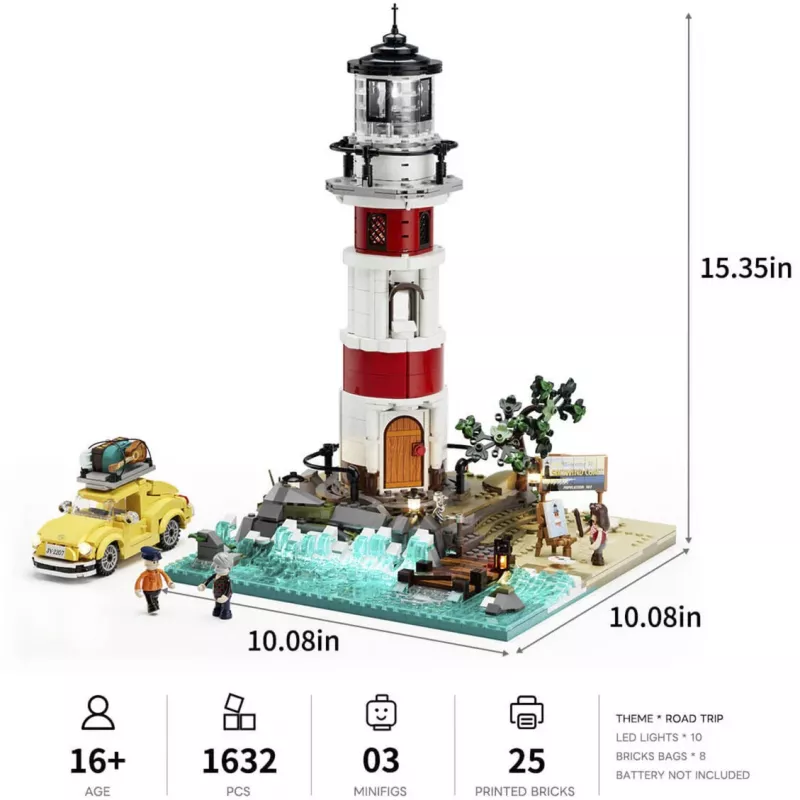 Lumibricks Sunrise Lighthouse Statybinis Blokų Rinkinys su LED Apšvietimu
