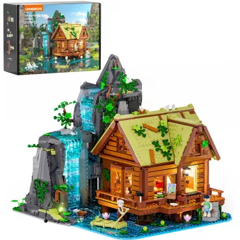 Lumibricks Waterfall Hut Building Blocks Set su LED apšvietimu
