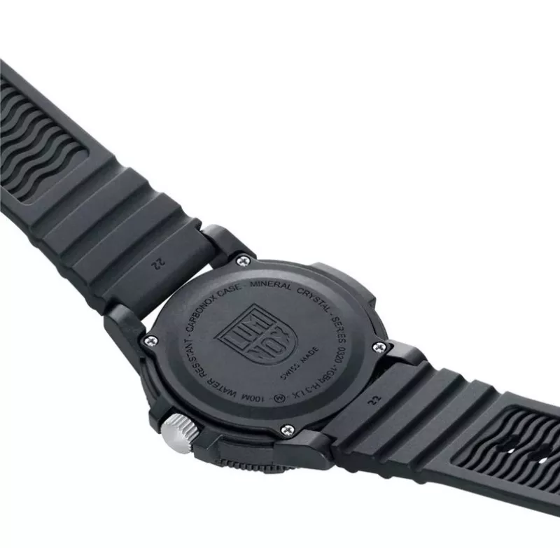 Luminox XS.0323.L 44mm Šveicariškas kvarcinis laikrodis su mėlynu ciferblatu ir juodu guminiu dirželiu