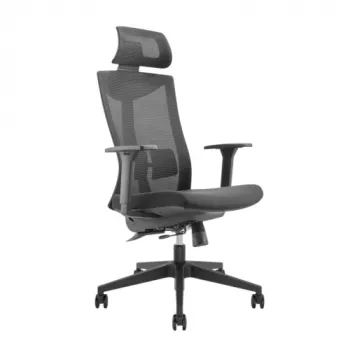 LUMIVIDA HS084721 Ergonominė biuro kėdė su reguliuojamu atlošu galvai ir juosmens atrama, kvėpuojančiu tinkleliu, juoda