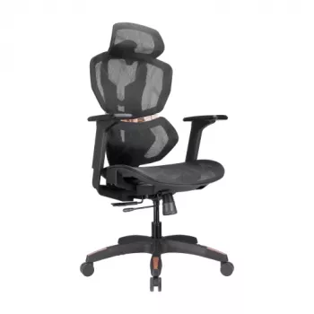 LUMIVIDA PREMIUM ergonomiška biuro kėdė su galvos ir juosmens atrama, 3D reguliuojamomis porankiais – juoda