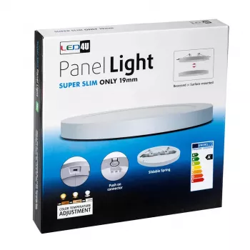 MACLEAN LED lubinis šviestuvas 7in1 plokštė, itin plona, 30W, 3 spalvų temperatūros (WW, NW, CW) Led4U LD142 su mikrobangų jutikliu ir įmontuotu maitinimo šaltiniu