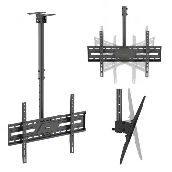 MACLEAN MC-173 lubų laikiklis televizoriams 37–86 inch, 50 kg, VESA 600x400, pakreipiamas ir pasukamas, juodas