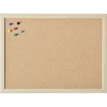 MAGNETOPLAN HOLTZ kamštinė lenta su mediniu rėmu 800 x 600 mm, natūralus kamštis, sieninė smeigtukų lenta užrašams, priminimams ir nuotraukoms (121923)