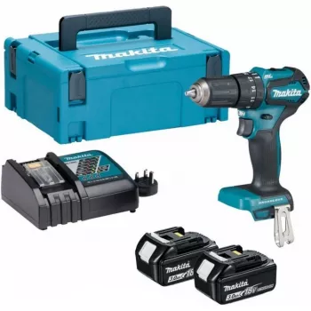 MAKITA 18V akumuliatorinis bešepetėlis smūginis gręžtuvas DHP485RAJ 50/27Nm 2x2.0Ah LXT