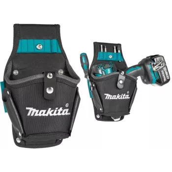 Makita E-15154 Ultimate Series grąžto dėklas, tvirtas 1680D poliesteris, juodas su mėlynais akcentais, universalus cordless grąžtams ir smūginiams suktuvams