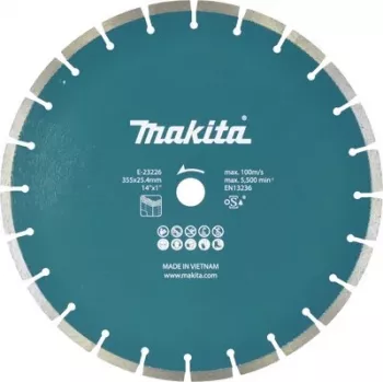 Makita E-23226 deimantinis pjovimo diskas 355 mm x 25,4 mm vidinė anga, segmentuotas, betonui, mūrui, akmeniui