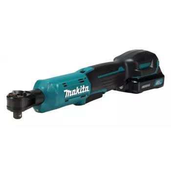 Makita WR100DSA 12V CXT belaidis reketinis veržliaraktis, 1/4 colio ir 3/8 colio pavaros, 47,5 Nm, 2,0 Ah baterija, įkroviklis, LED apšvietimas