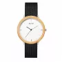MAM MAM687 Unisex 39mm Teak Wood Watch su juodu odiniu dirželiu