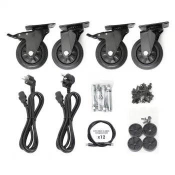 Manhattan 12-Bay USB-C nešiojamųjų kompiuterių įkrovimo spinta ant ratukų, 65W vienam prievadui, 780W bendra galia, plieninė, juoda, UK ir EU laidai, 395x32,5x290 mm skyriai