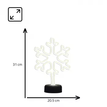Manta SNL84WH LED Sniegės formos dekoratyvinis šviestuvas, šalta balta, maitinamas baterijomis, kabinamas, plastikinis, baltas, 200 mm
