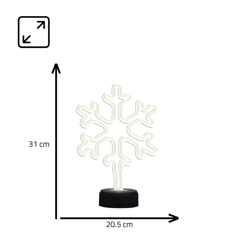 Manta SNL84WH LED Sniegės formos dekoratyvinis šviestuvas, šalta balta, maitinamas baterijomis, kabinamas, plastikinis, baltas, 200 mm