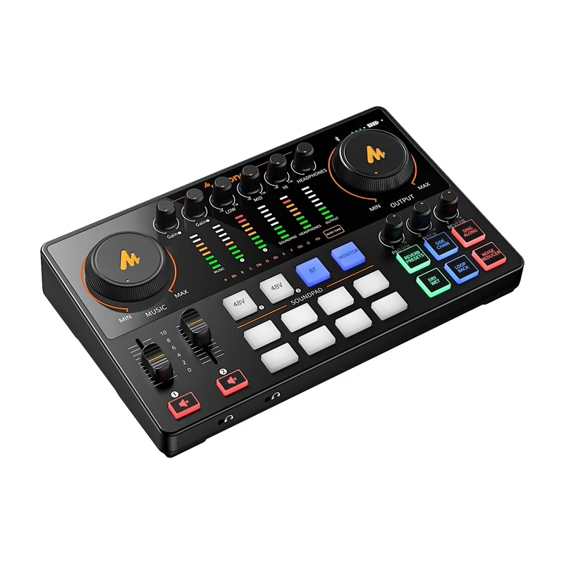 Maono AME2 GEN2 USB-C garso plokštė – 2 XLR/TRS kombinuotos įvestys, +48V fantominis maitinimas, baterijos veikimas