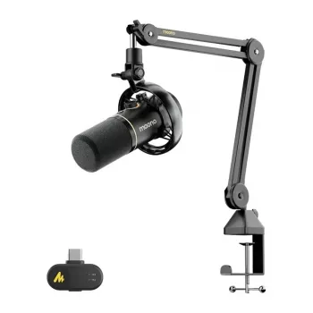 MAONO PD200WS dinaminis mikrofonas (juodas) – USB/XLR kardiroidinis su RGB ir nuliniu vėlavimu stebėjimu