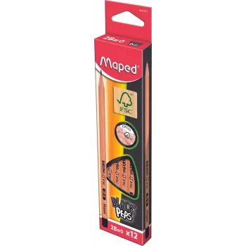 Maped BLACK'PEPS Graphite Pencils 2B Black/Wood 12-Pack
