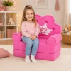 MARKA NIEZDEFINIOWANA Atlošiamas fotelis-sofa 2in1 su karūna vaikams, švelniai rožinis