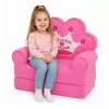 MARKA NIEZDEFINIOWANA Atlošiamas fotelis-sofa 2in1 su karūna vaikams, švelniai rožinis