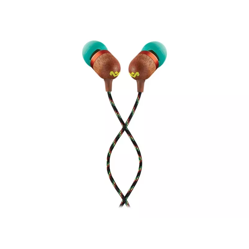 Marley Smile Jamaica laidiniai ausinukai su mikrofonu ir USB-C, 9 mm tvarkyklės – Rasta (EM-JE042-RA)