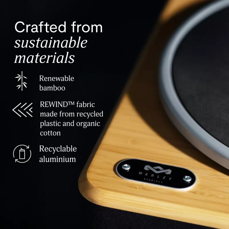 Marley Stir It Up Wireless 2 Bluetooth Belt Drive Turntable su bambukiniu korpusu