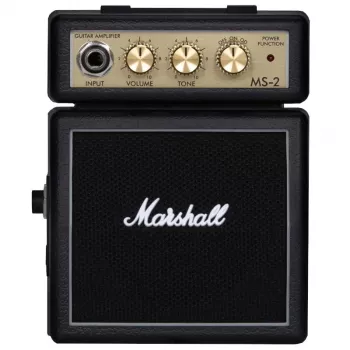 Marshall MS-2 Classic Micro gitaros stiprintuvas – 1W solid state, 2 kanalai, maitinamas baterija, juodas