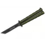 Martinez Albainox K25 Balisong Drugelio Peilis Žalia Aliuminio Rankena Nerūdijančio Plieno Clip Point Ašmenimis