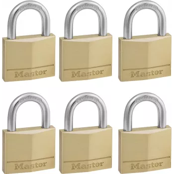 Master Lock 140EURSIX 6 vienodų spynų rinkinys su 22 mm žalvariniu korpusu