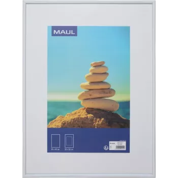 MAUL 1935802 vieno paveikslo rėmelis 30 x 40 cm, baltas MDF su dūžtamu polikarbonato stiklu, tvirtinamas prie sienos